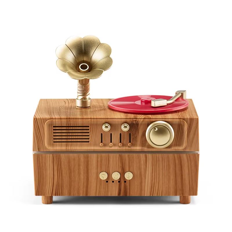 Gramafon Bluetooth Hoparlör Uçucu Yağlar Difüzör Retro Dönen Fonograf Tasarım Ultrasonik Serin Hava Nemlendiricisi